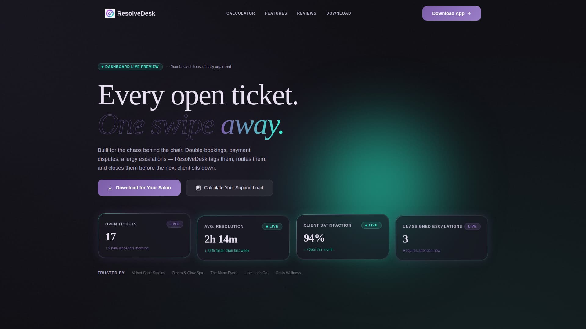 Resolve - Powerful Salonspa Landing Page Template