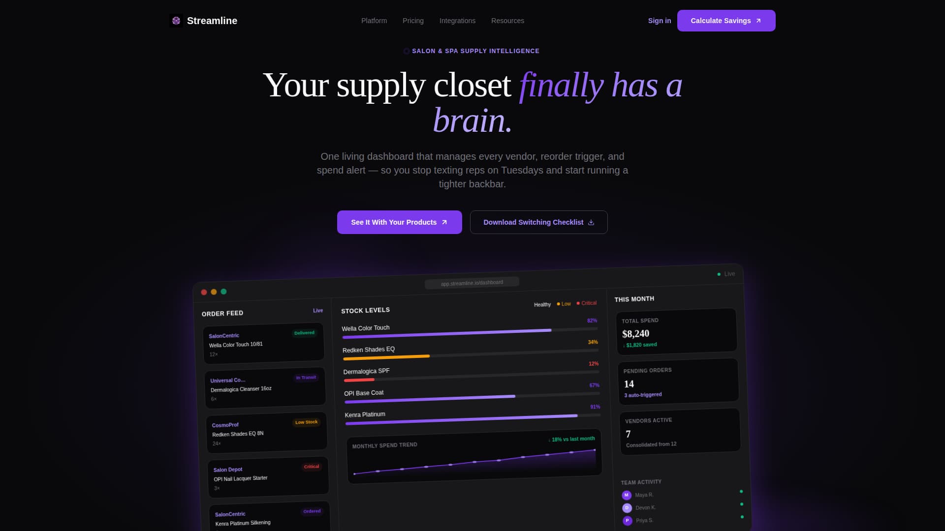 Streamline - Powerful Salonspa Landing Page Template