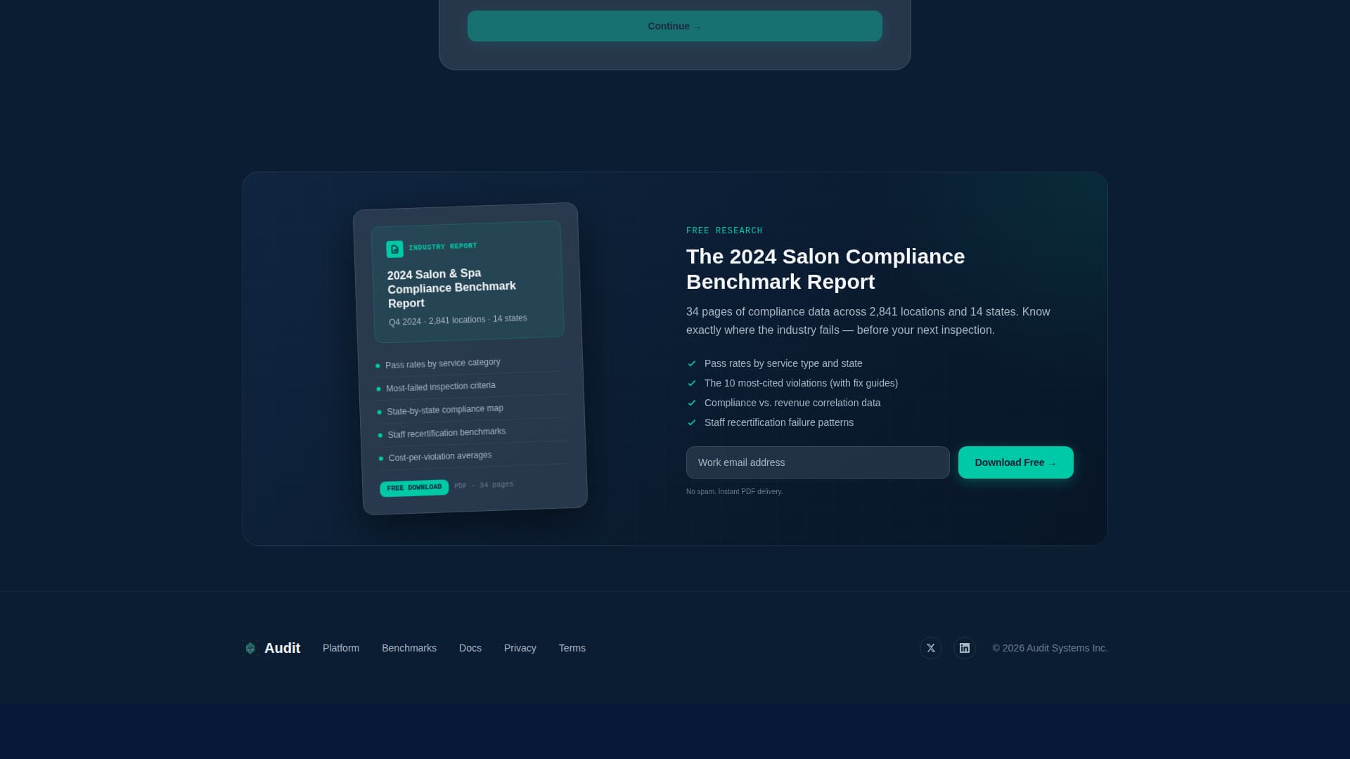 Audit - Precision Salon Landing Page Template