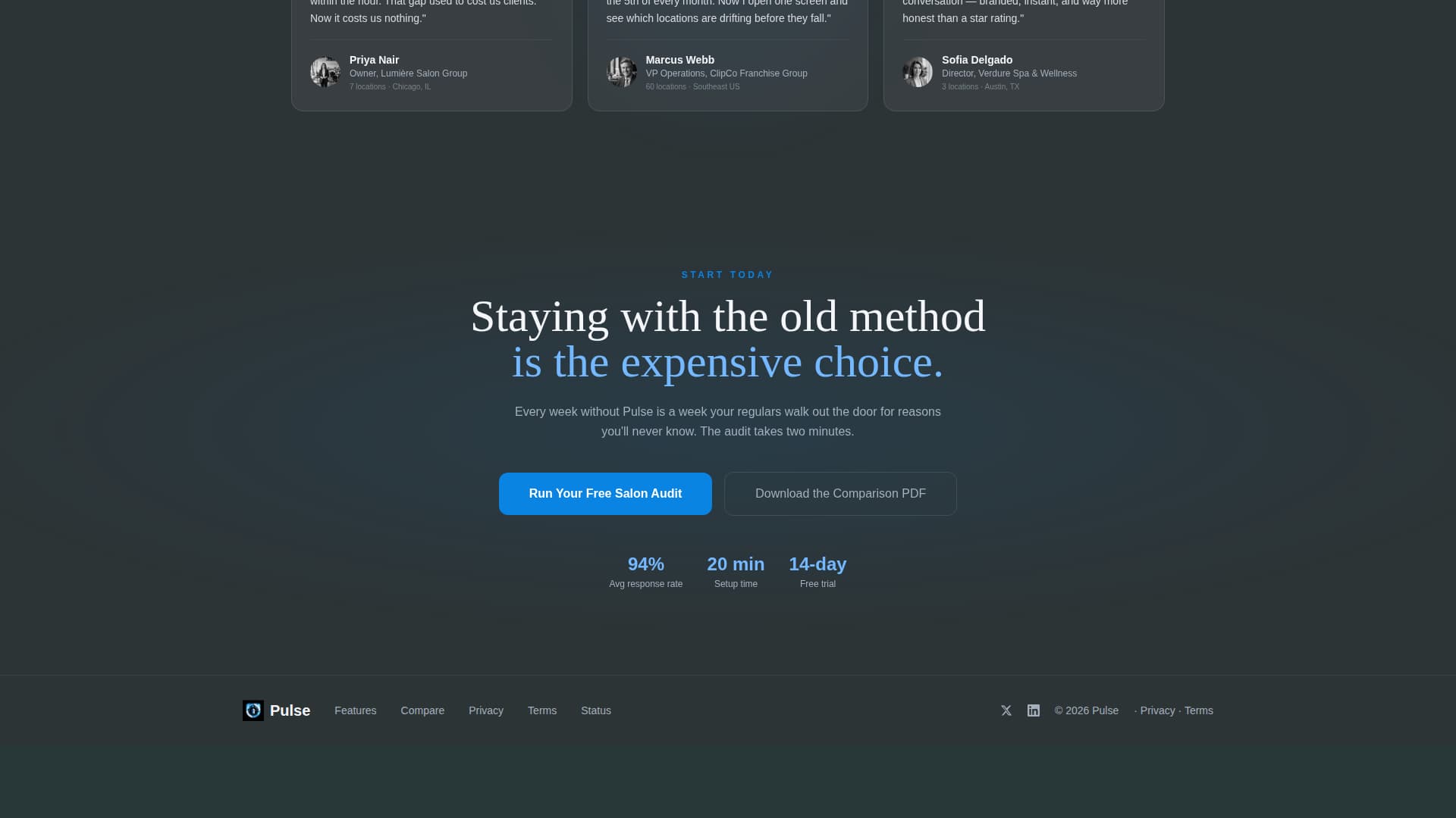 Pulse - Powerful Salonspa Landing Page Template