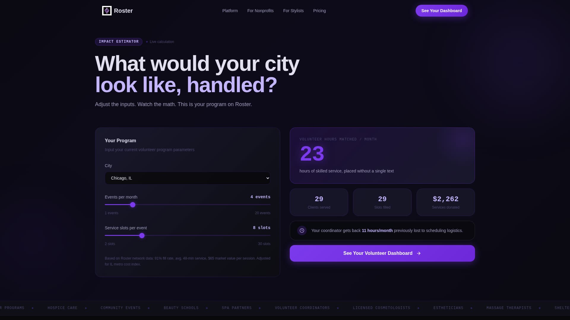Roster - Powerful Volunteer Landing Page Template