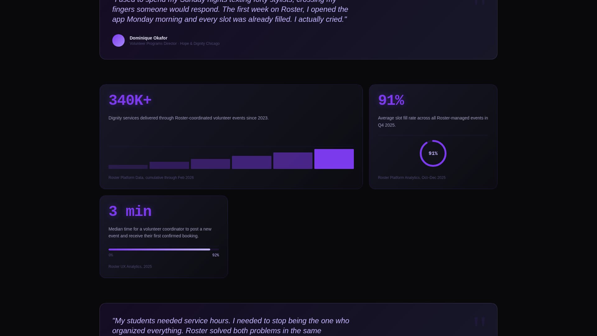 Roster - Powerful Volunteer Landing Page Template
