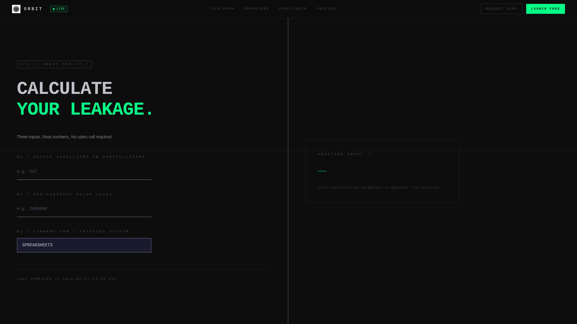 Orbit - Brutalist Satellite Landing Page Template