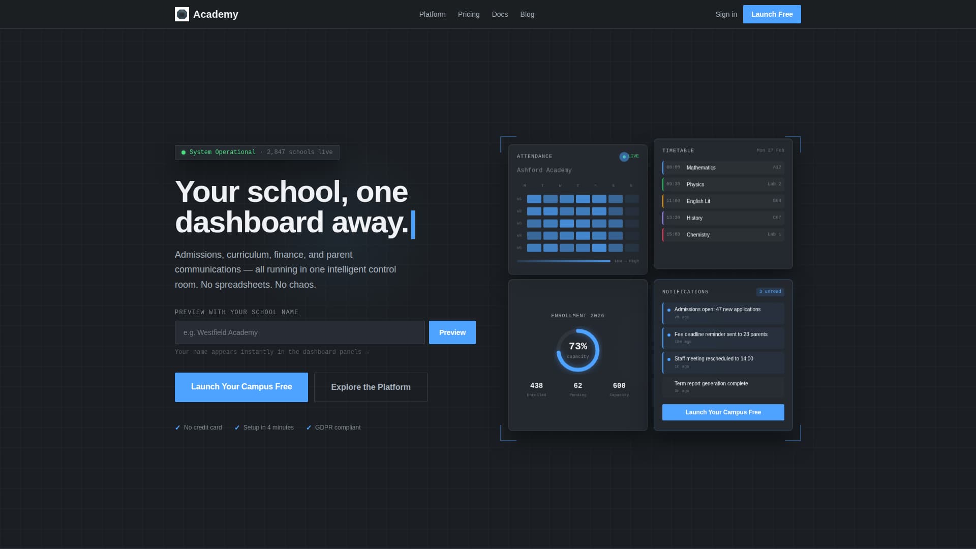 Academy - Powerful School Landing Page Template