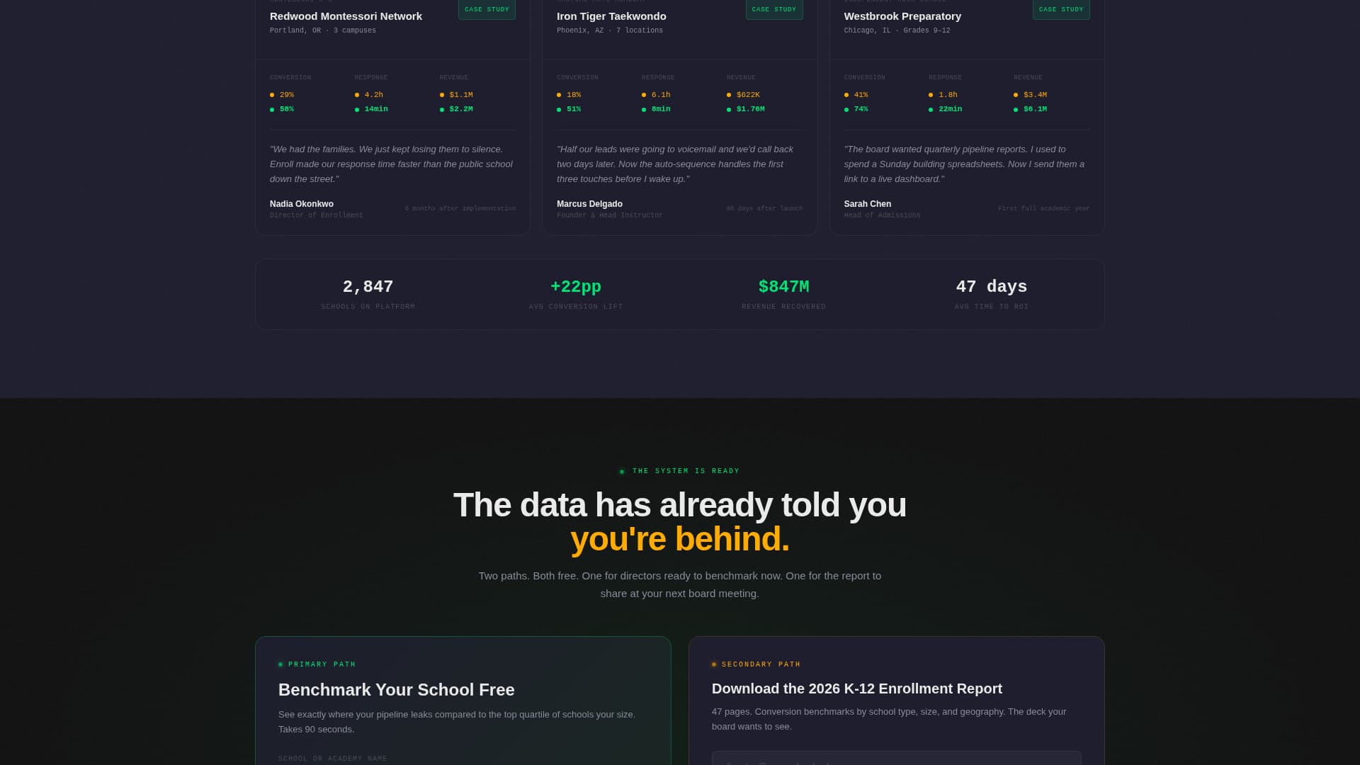 Admissions — Seamless Education Landing Page Template