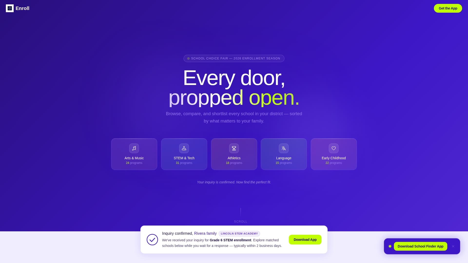 Enroll - Dynamic School Finder Landing Page Template
