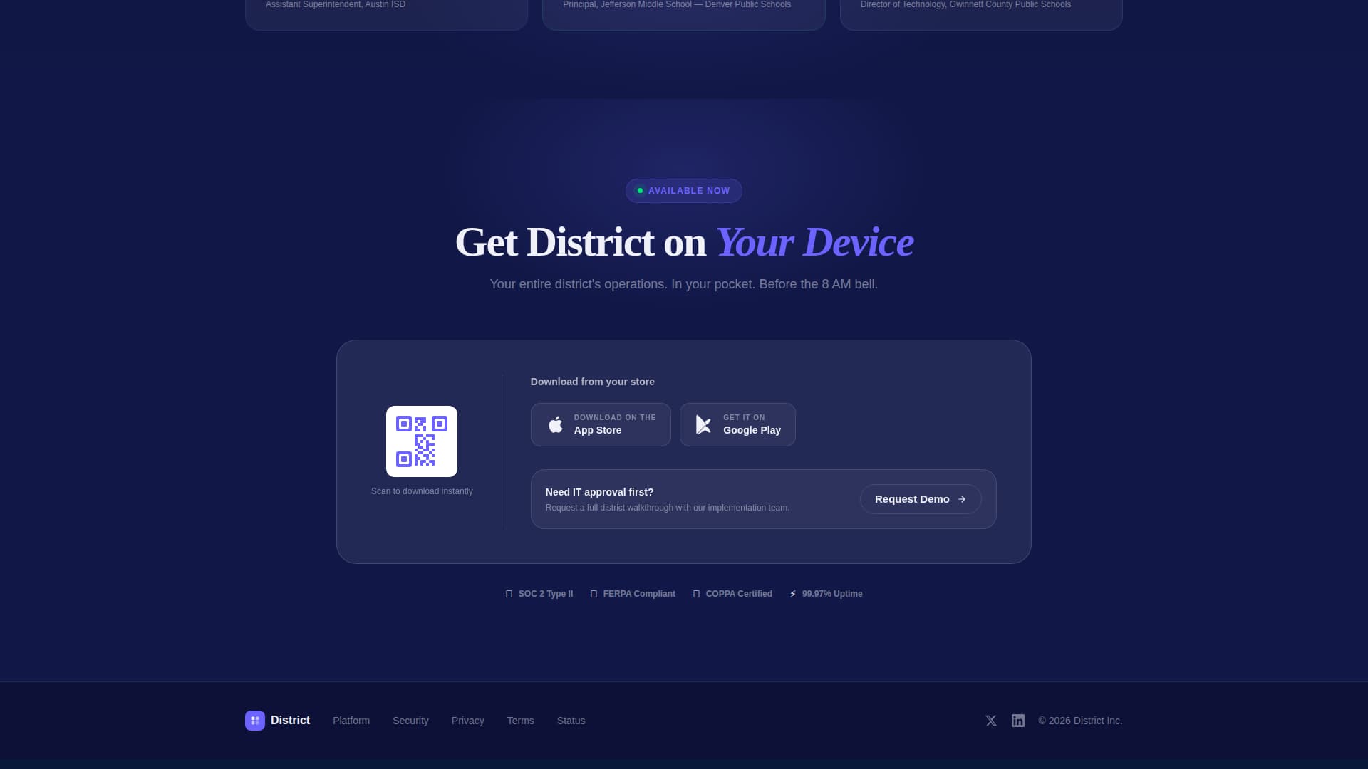 District - Powerful School Management Landing Page Template