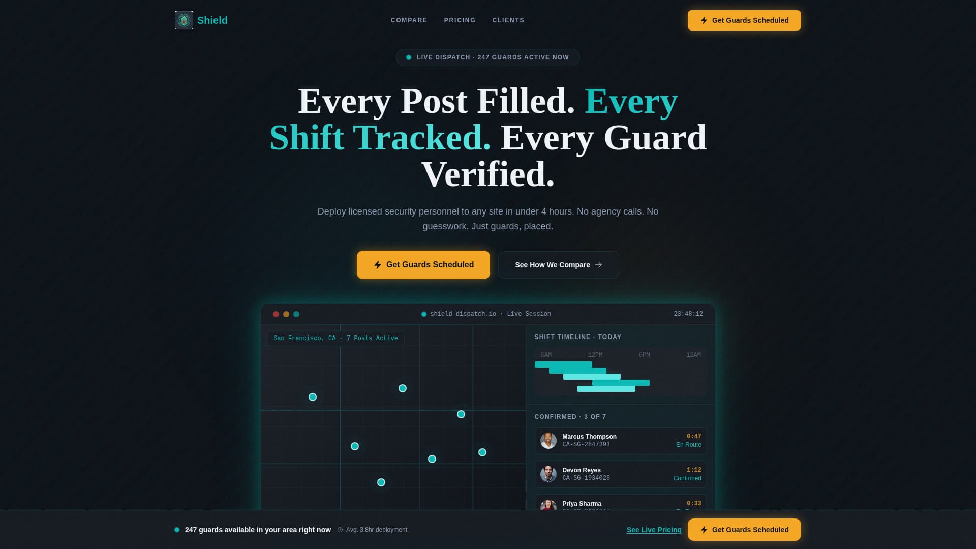 Security Guard Vertical SaaS Booking Website Template