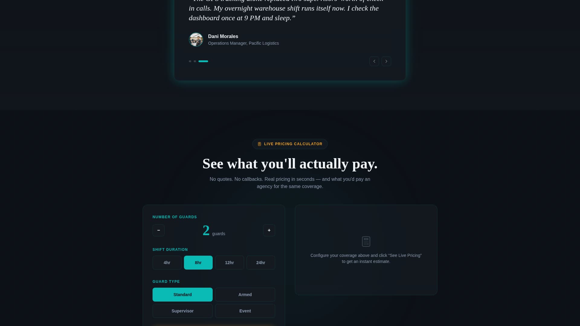 Security Guard Vertical SaaS Booking Website Template