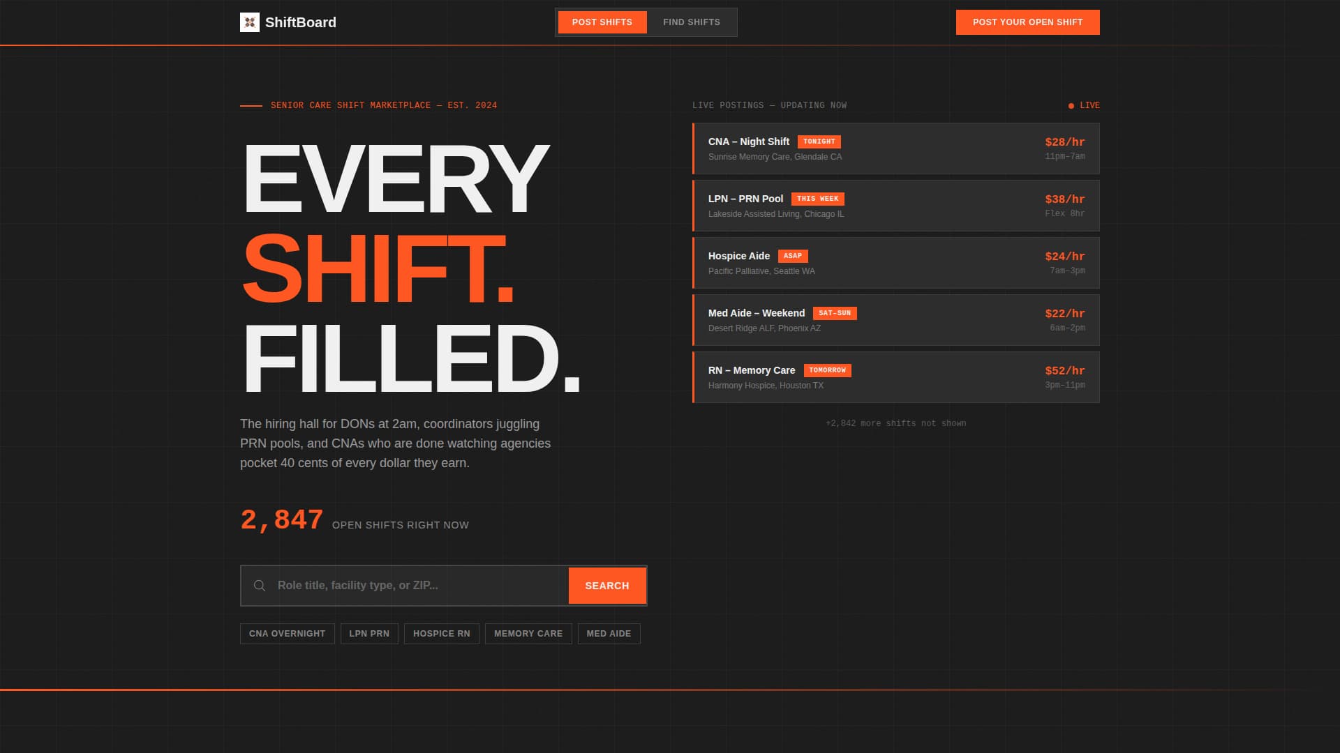 Shiftboard - Powerful Seniorcare Landing Page Template