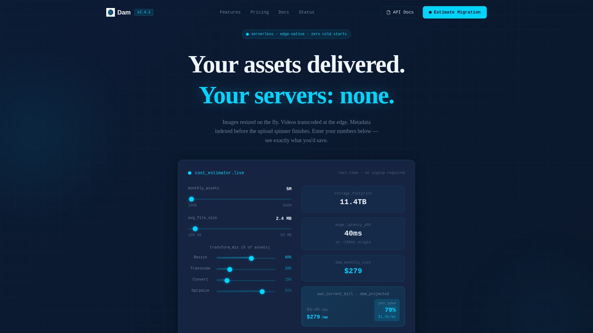 Serverless Enterprise Software Cost Calculator Website Template