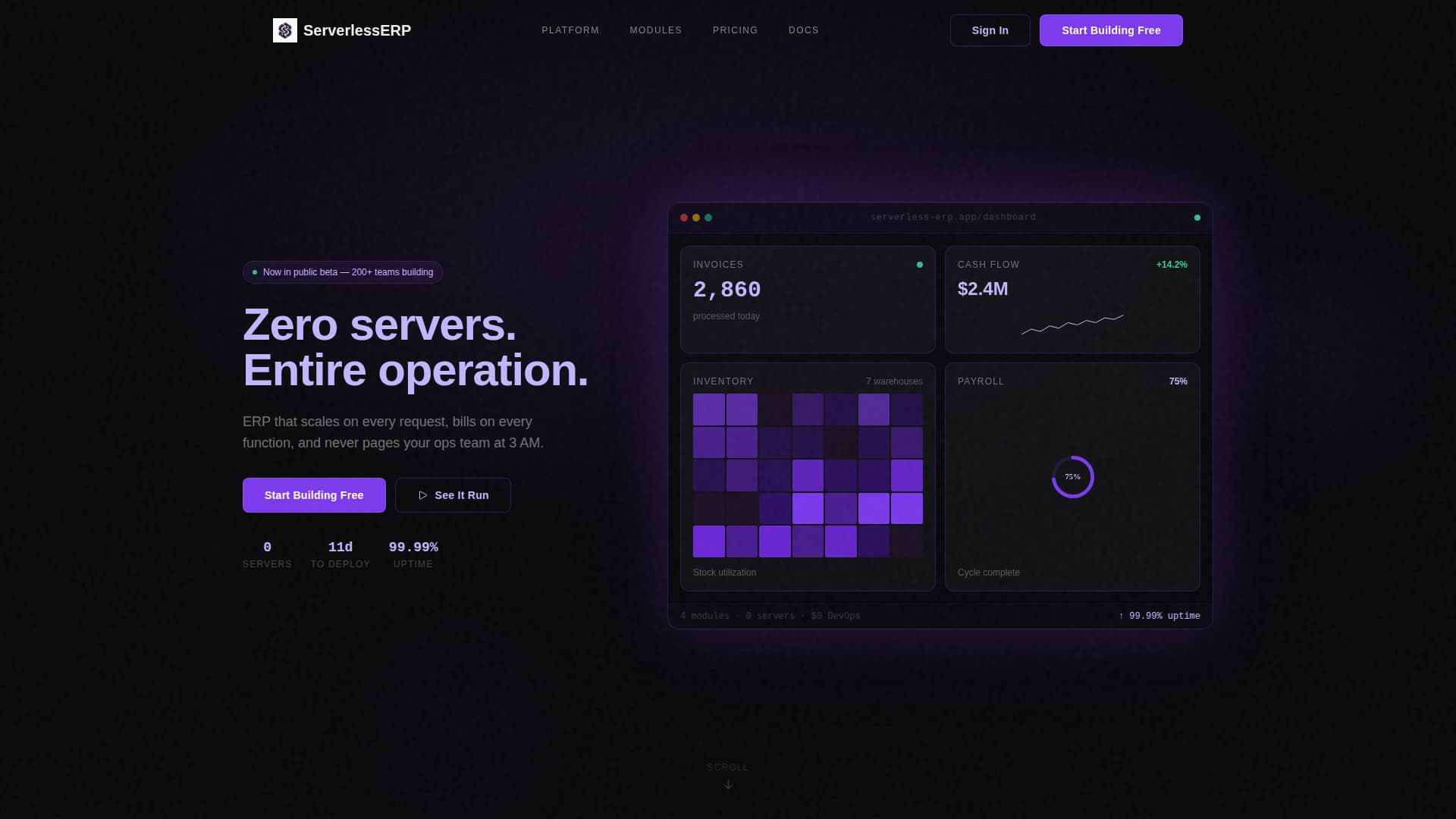 Serverless Enterprise Software Specialist Cost Calculator Website Template