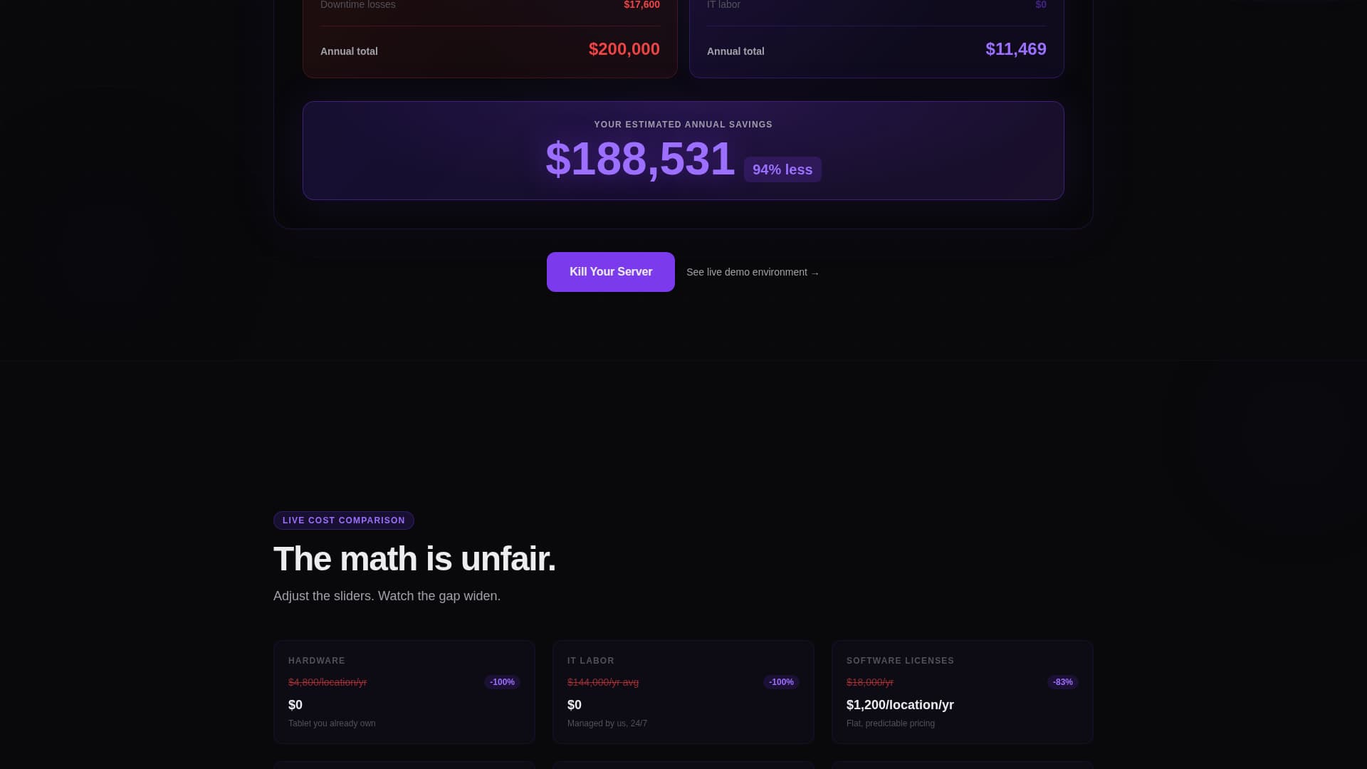 Serverless Enterprise Software Advanced Cost Calculator Website Template