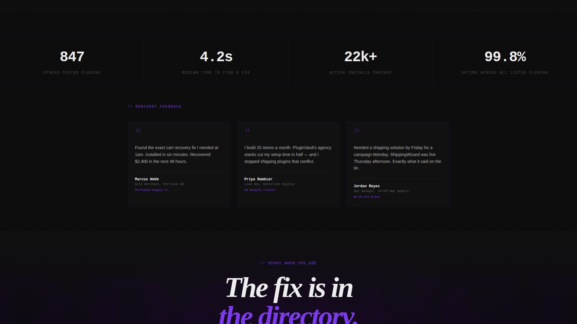 Pluginvault - Brutalist Shopify Landing Page Template
