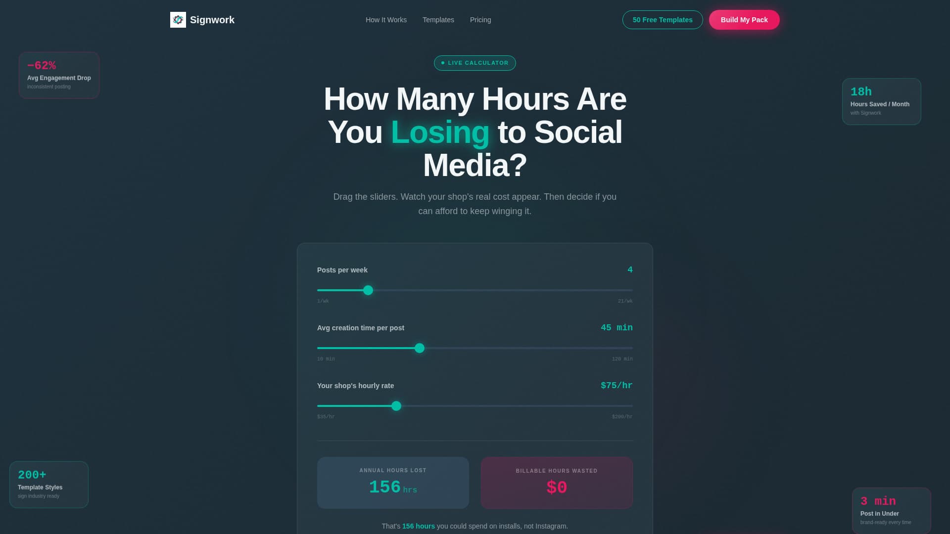 Sign & Banner Digital Presence Cost Calculator Website Template