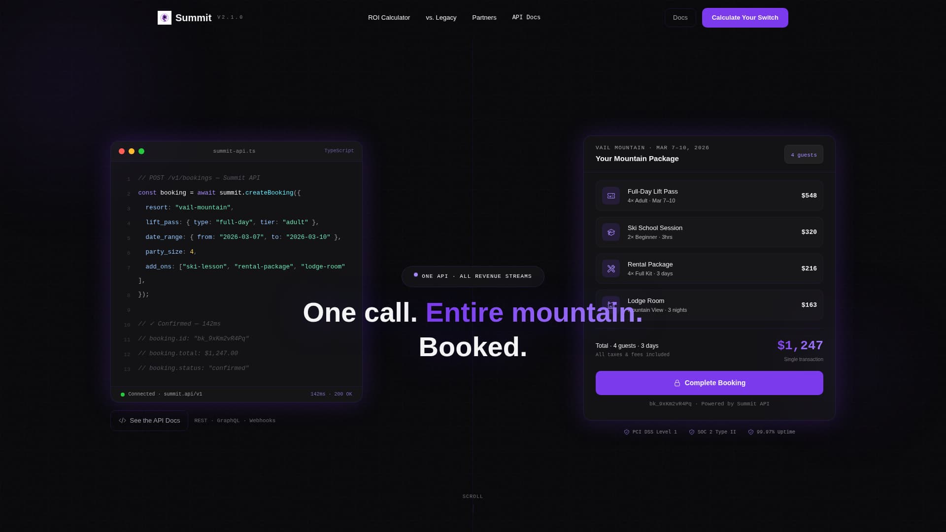 Ski Resort Vertical SaaS Booking Website Template