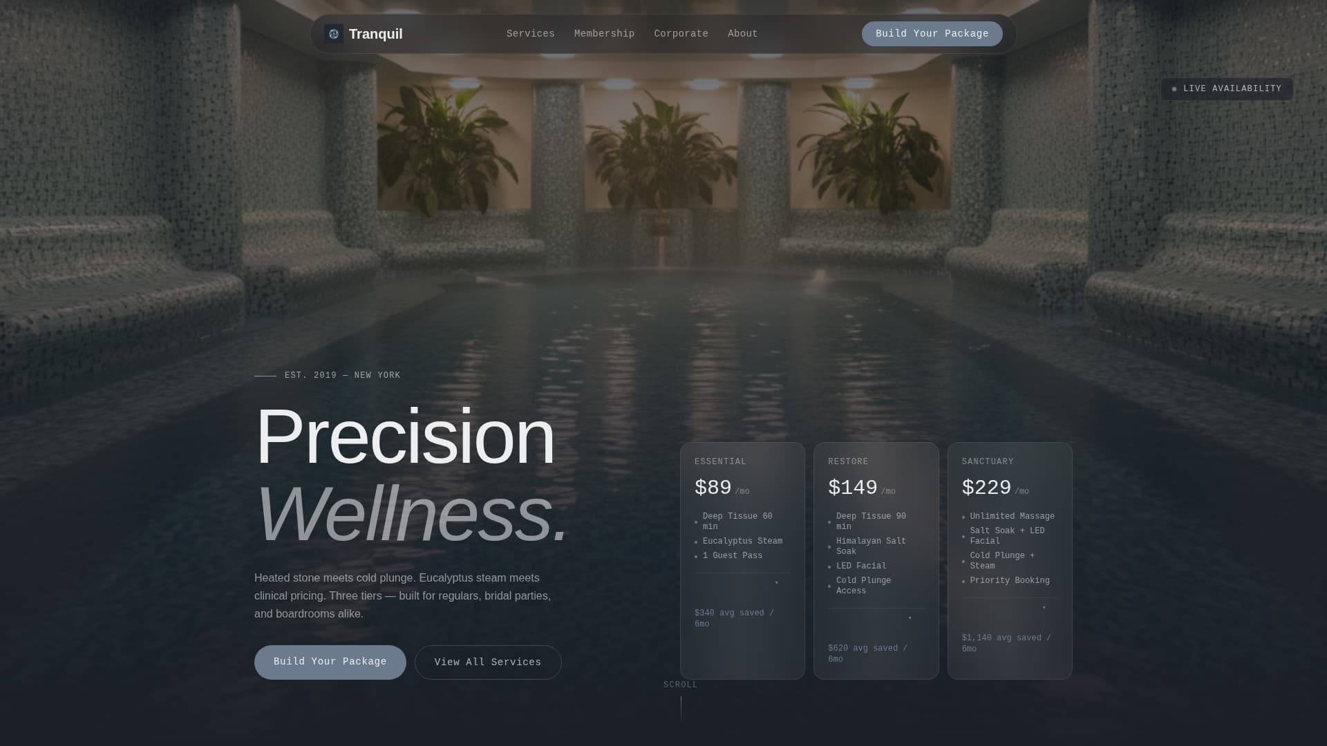 Spa & Wellness Center Pricing Website Template