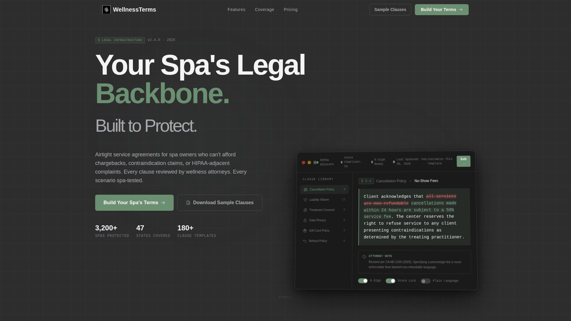 Wellness Terms - Authoritative Spa Landing Page Template