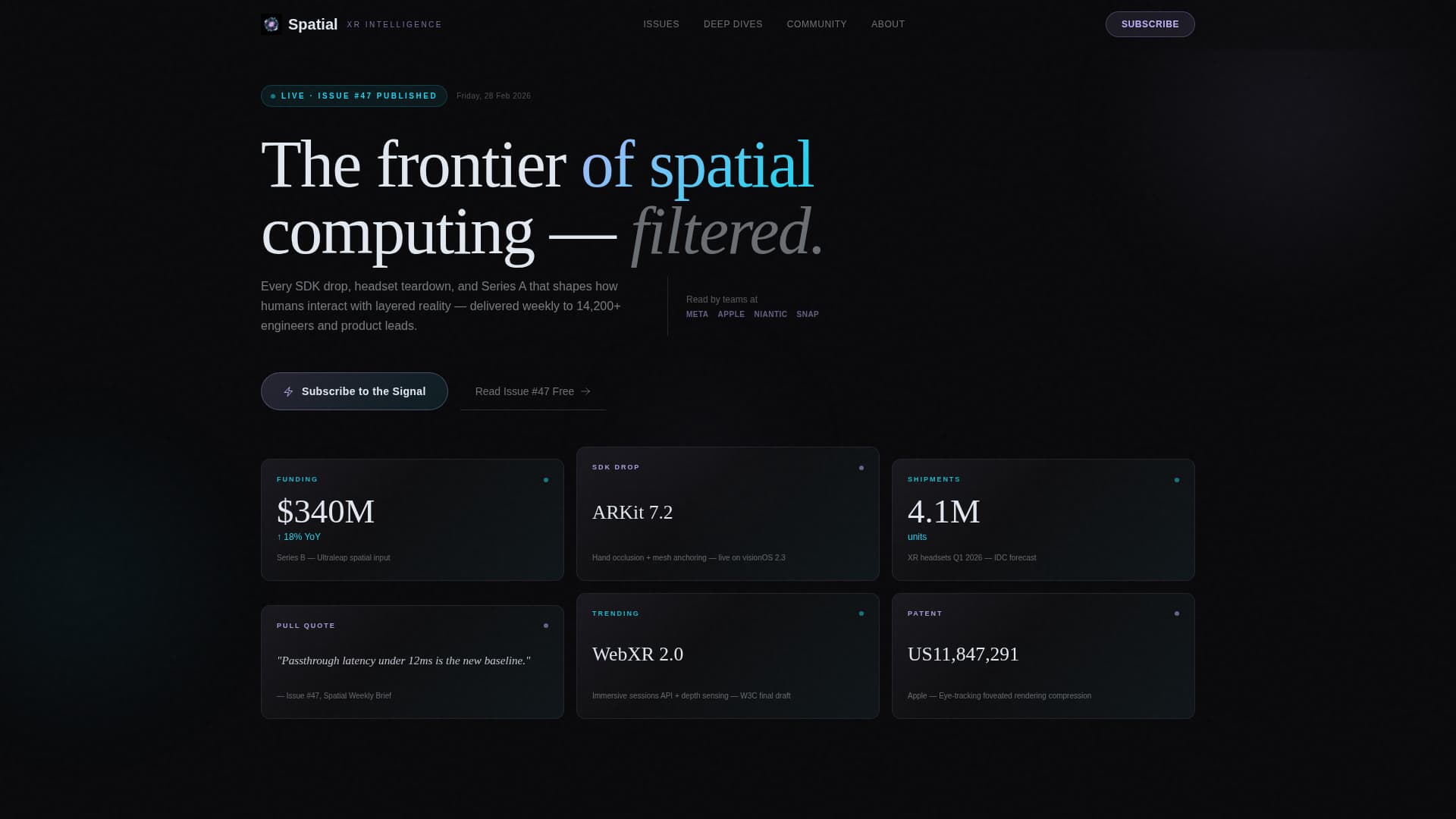 Spatial - Immersive Newsletter Landing Page Template