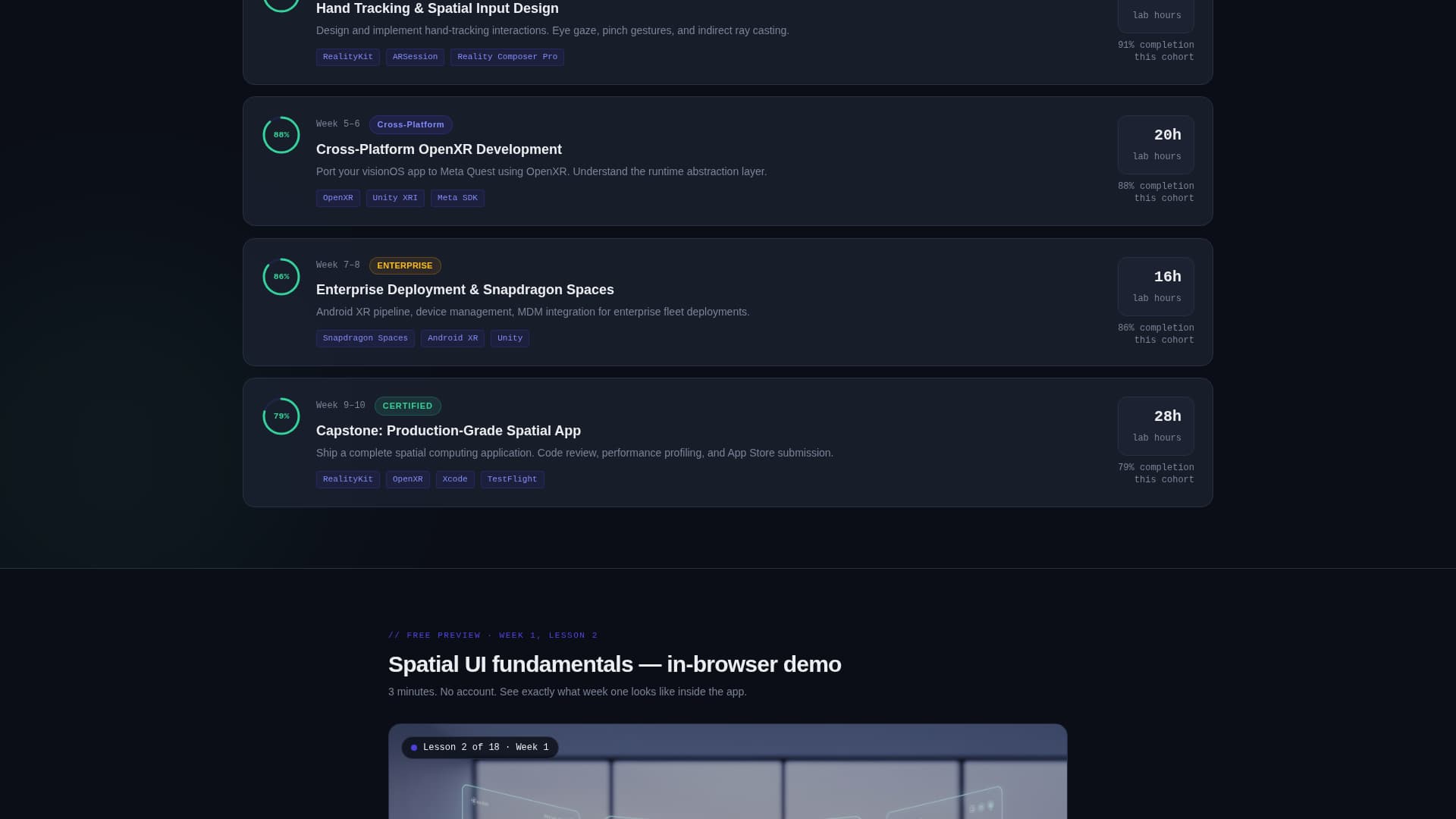 Calibrate - Immersive XR Certification Landing Page Template