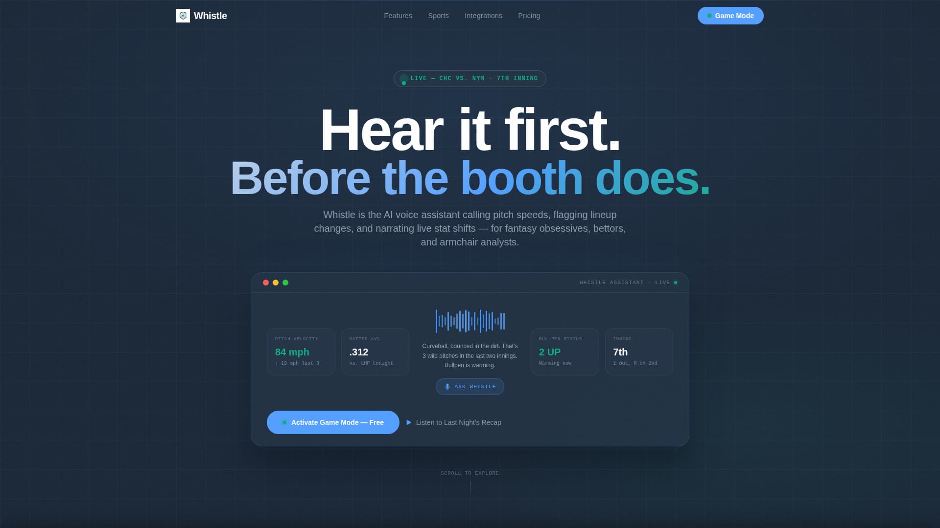 Whistle - Dynamic SportsAI Landing Page Template