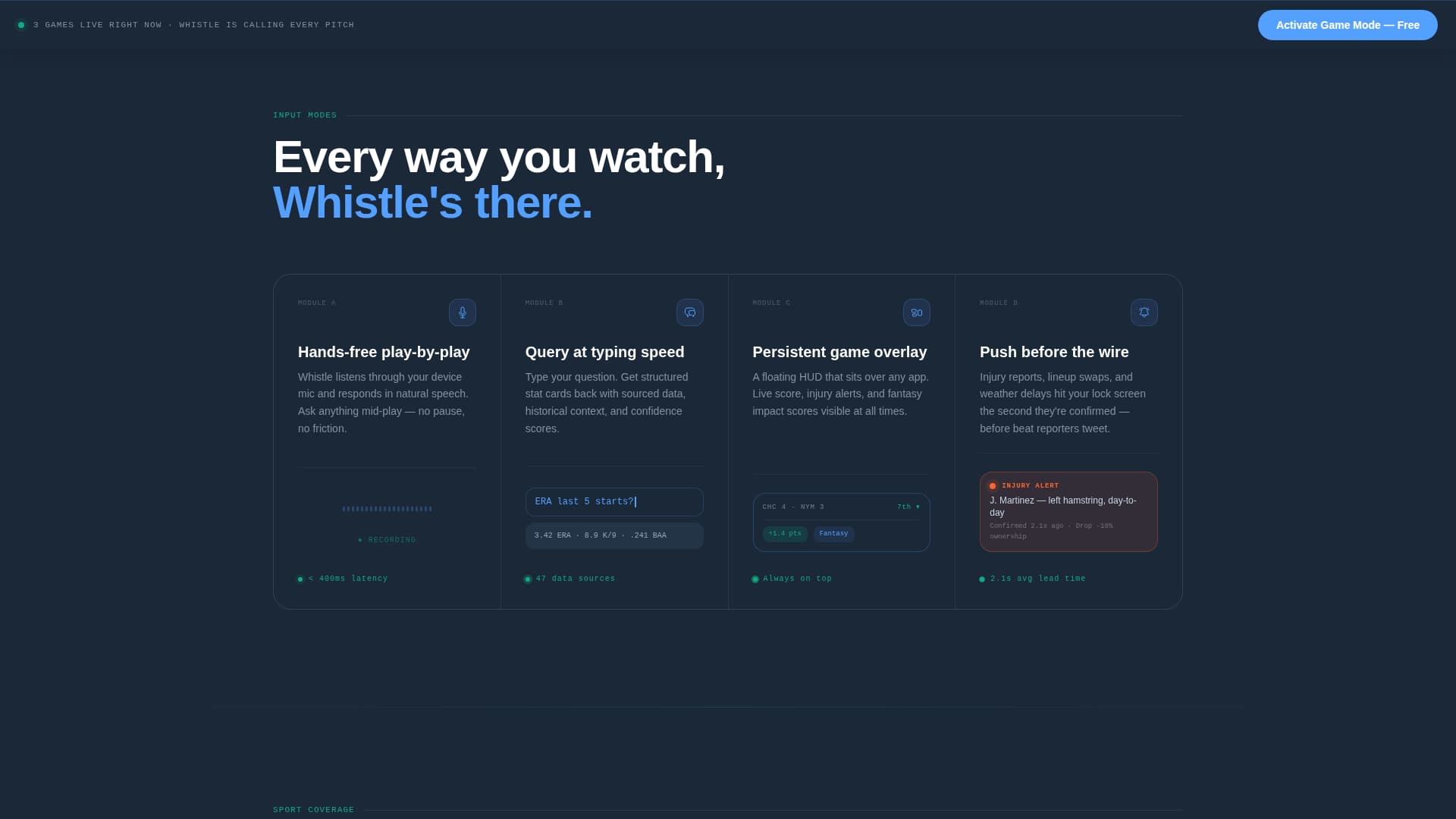 Whistle - Dynamic SportsAI Landing Page Template