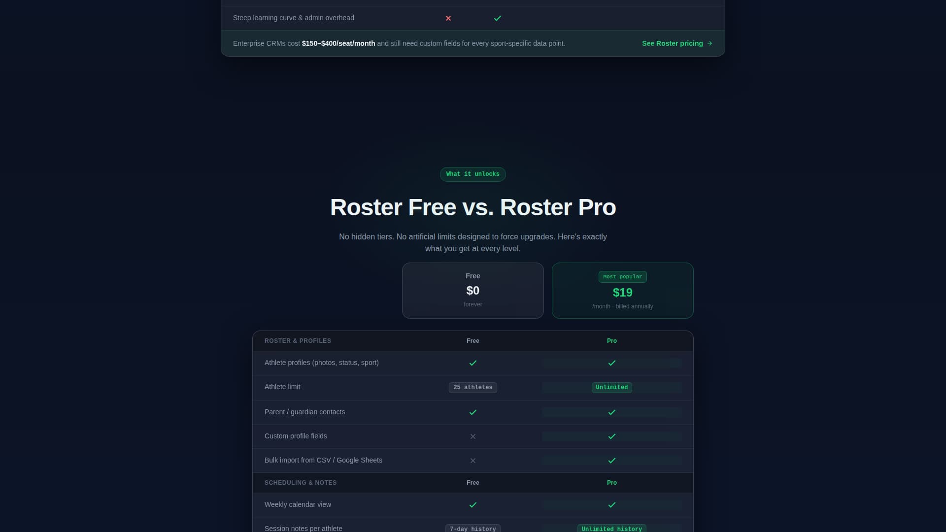 Roster - Powerful Sportsmanagement Landing Page Template
