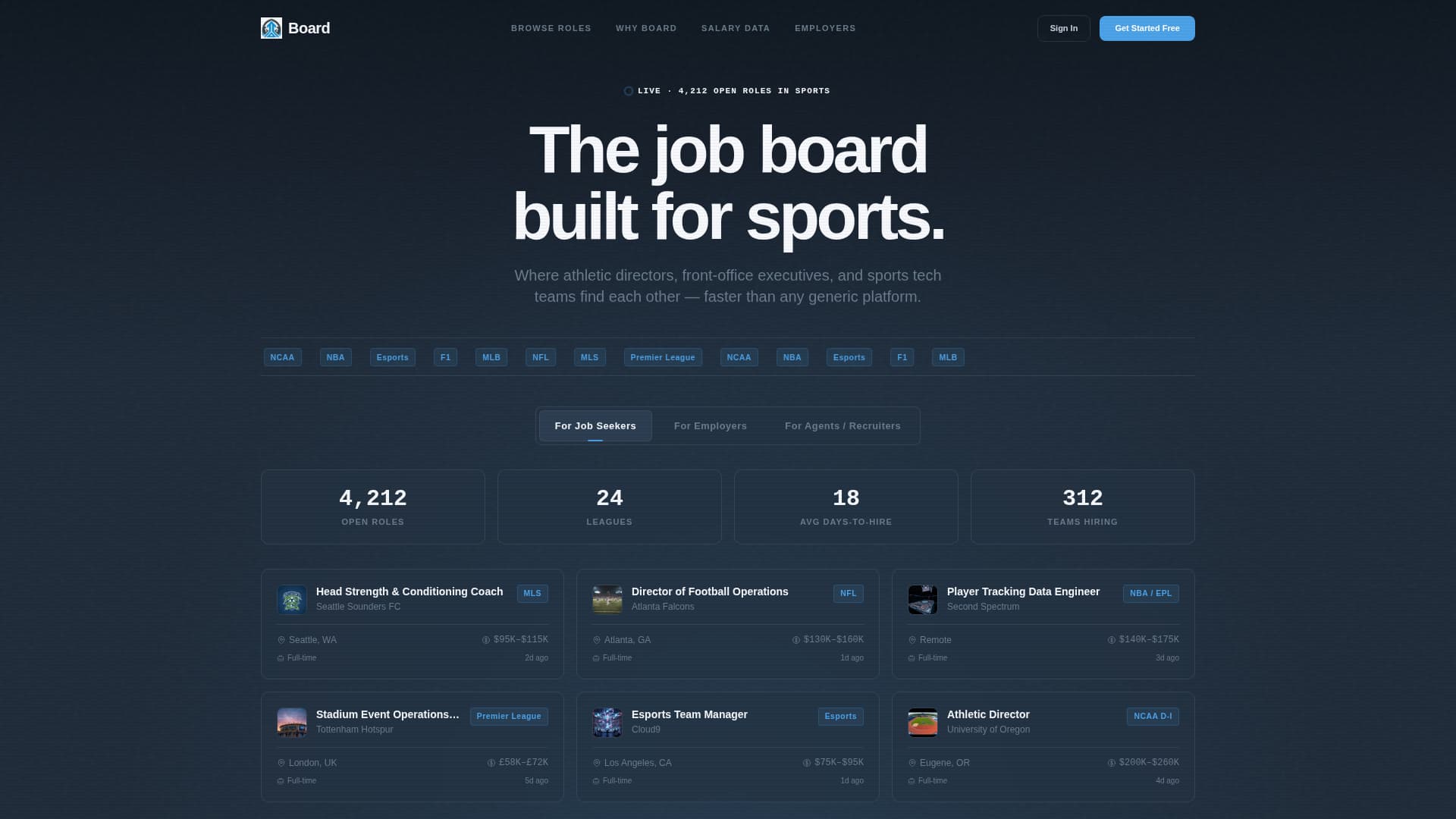 Board - Dynamic Sportsjobs Landing Page Template