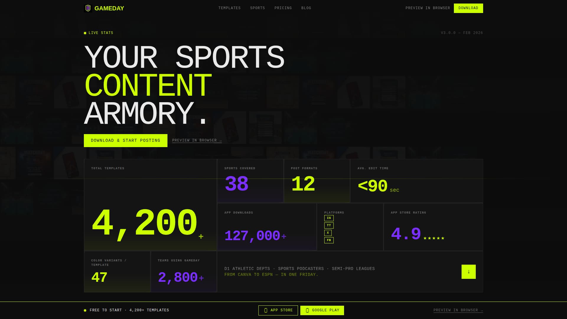 Gameday - Powerful Sports Landing Page Template