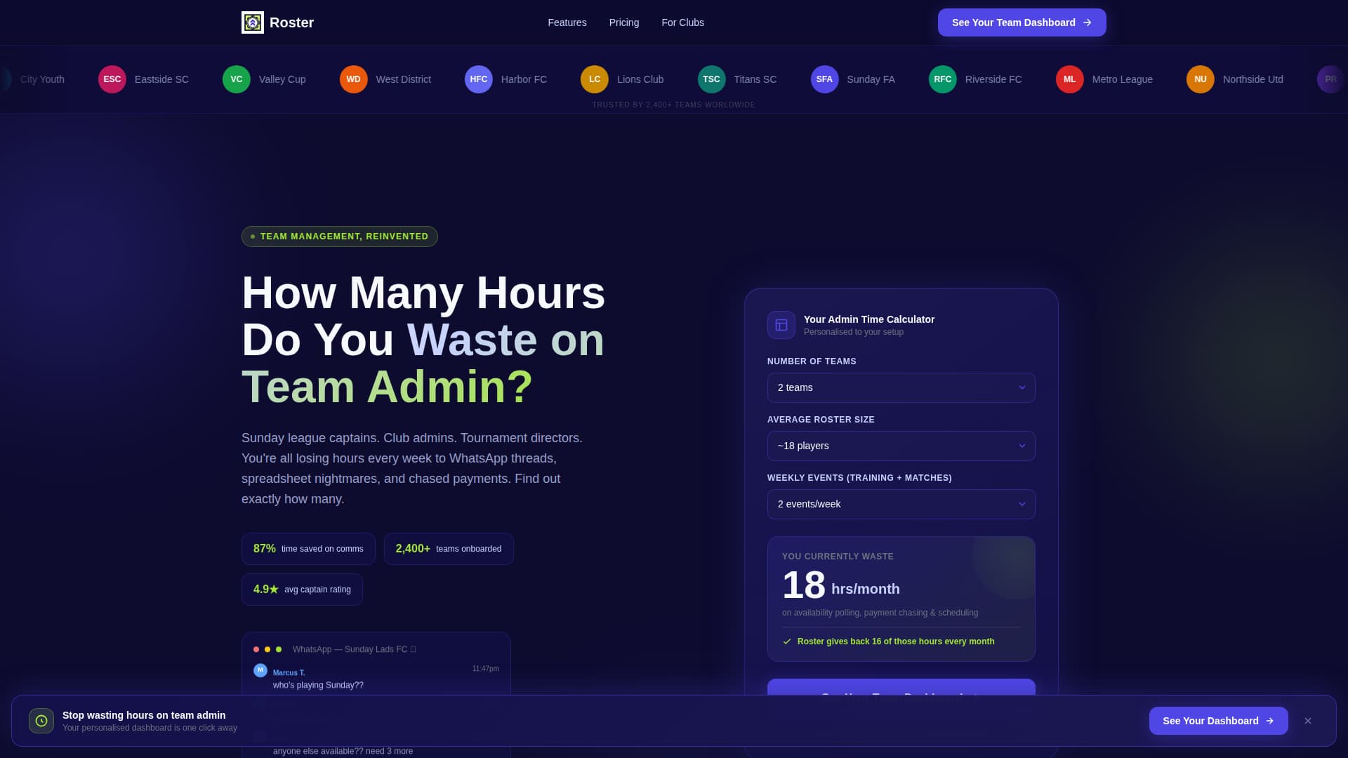 Roster - Powerful Teammanagement Landing Page Template