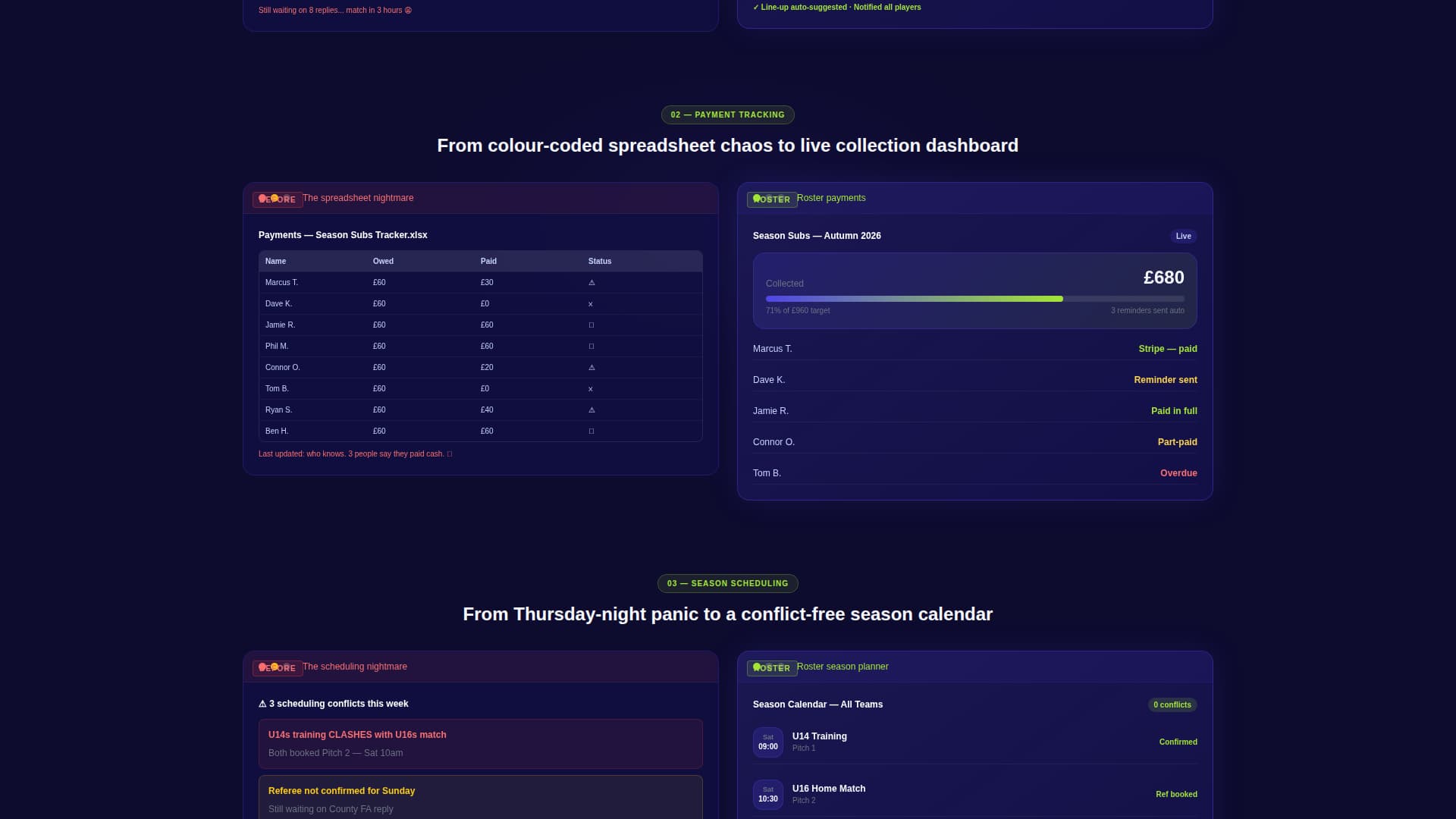 Roster - Powerful Teammanagement Landing Page Template
