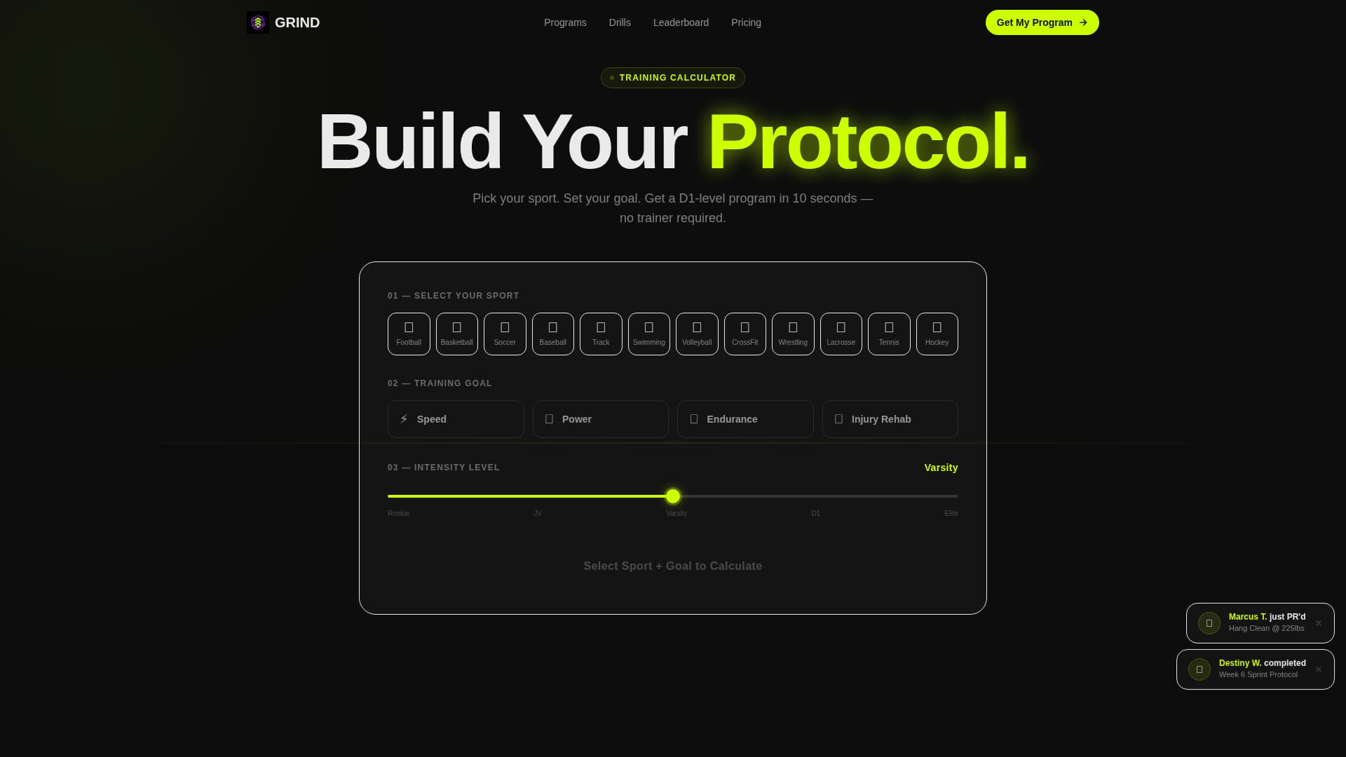 Grind - Elite Sportstraining Landing Page Template