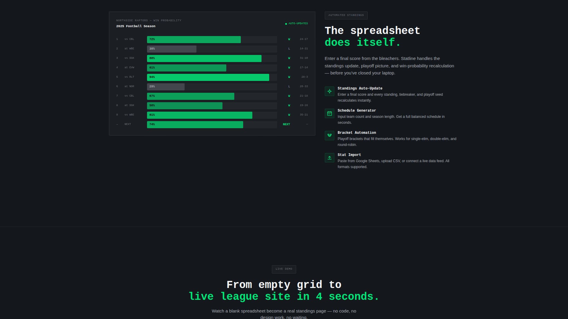 Statline - Dynamic Sportsleague Landing Page Template