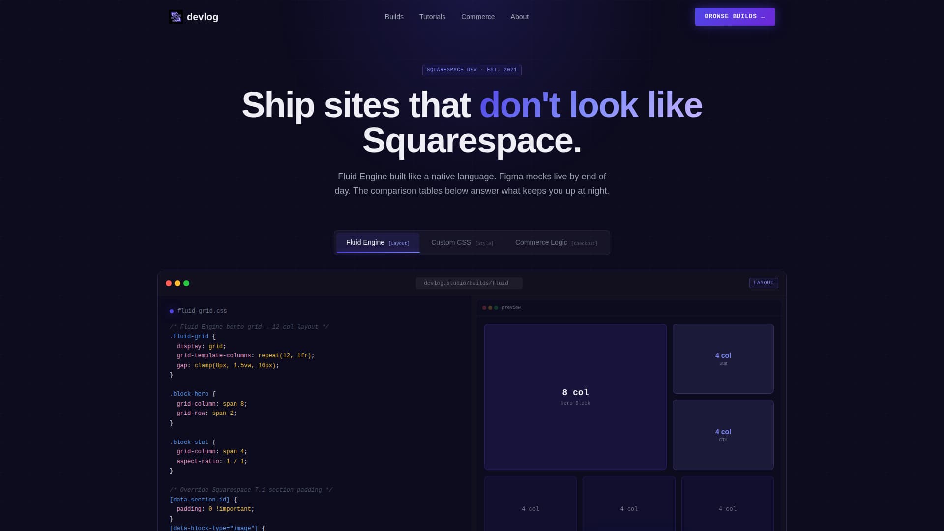 Devlog - Electric Squarespace Landing Page Template