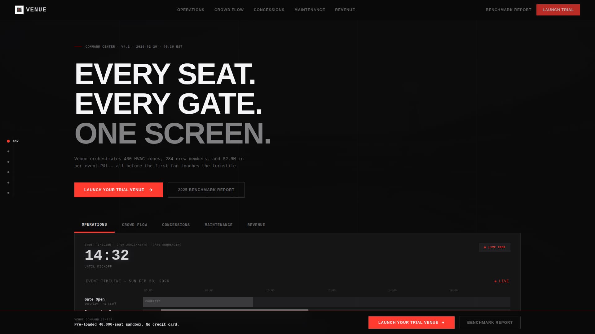 Venue - Powerful Stadiummanagement Landing Page Template