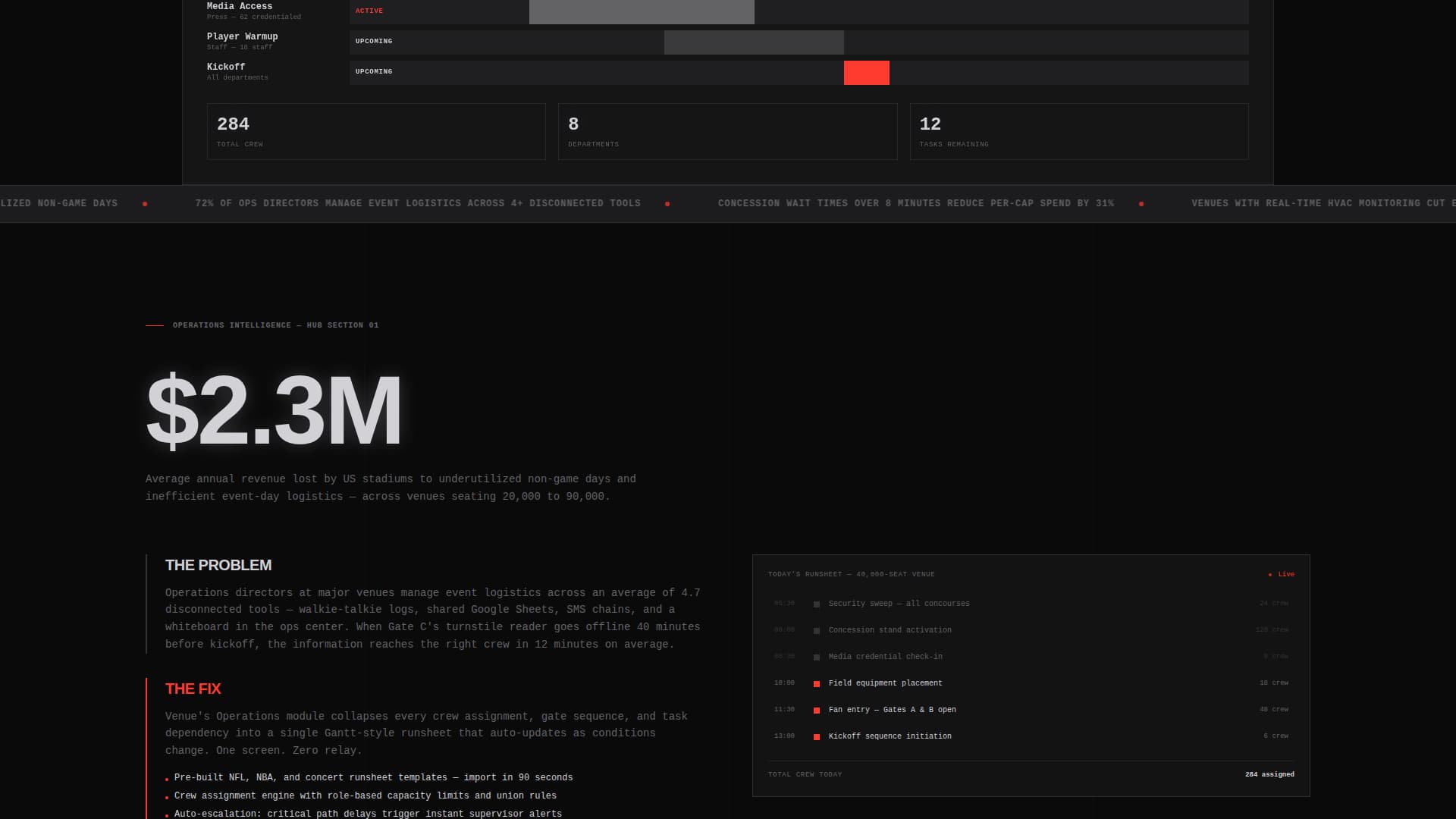 Venue - Powerful Stadiummanagement Landing Page Template