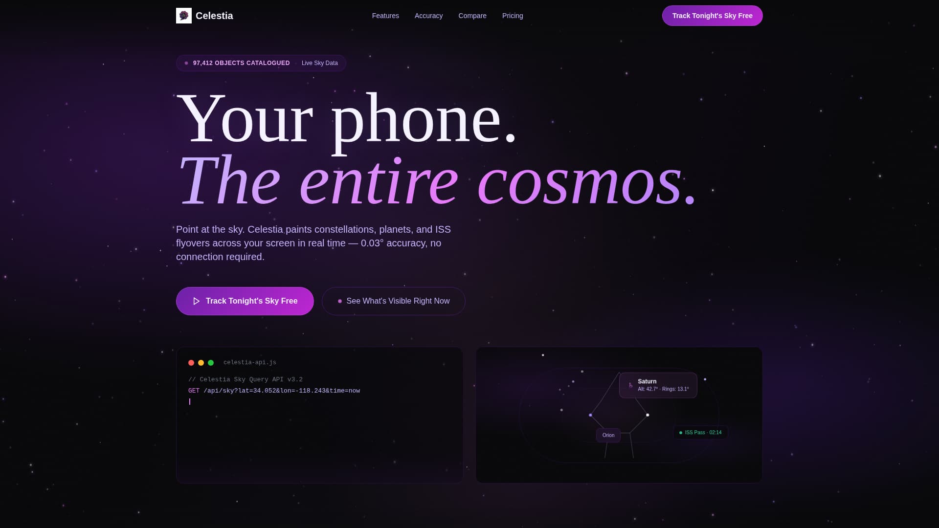Celestia - Immersive Astronomy Landing Page Template