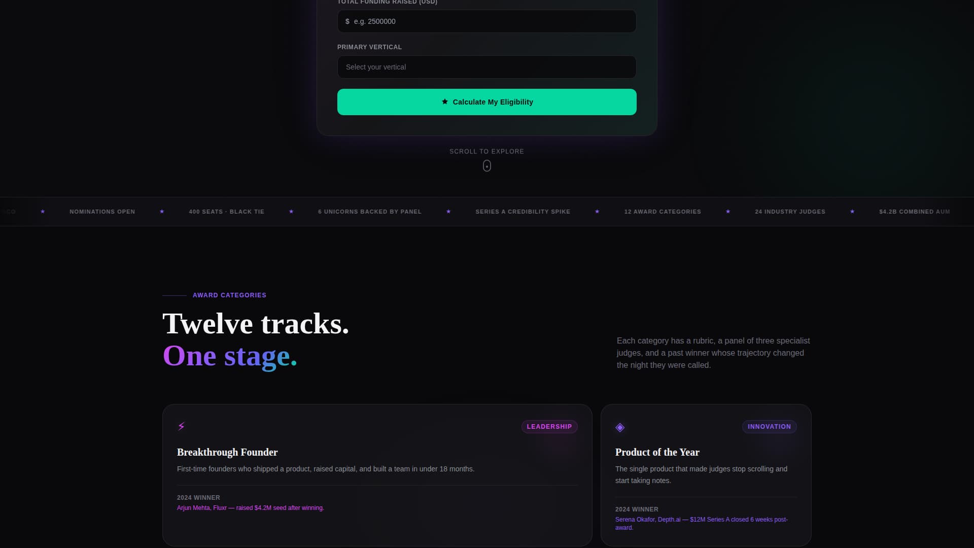 Startup - Premium Awards Landing Page Template