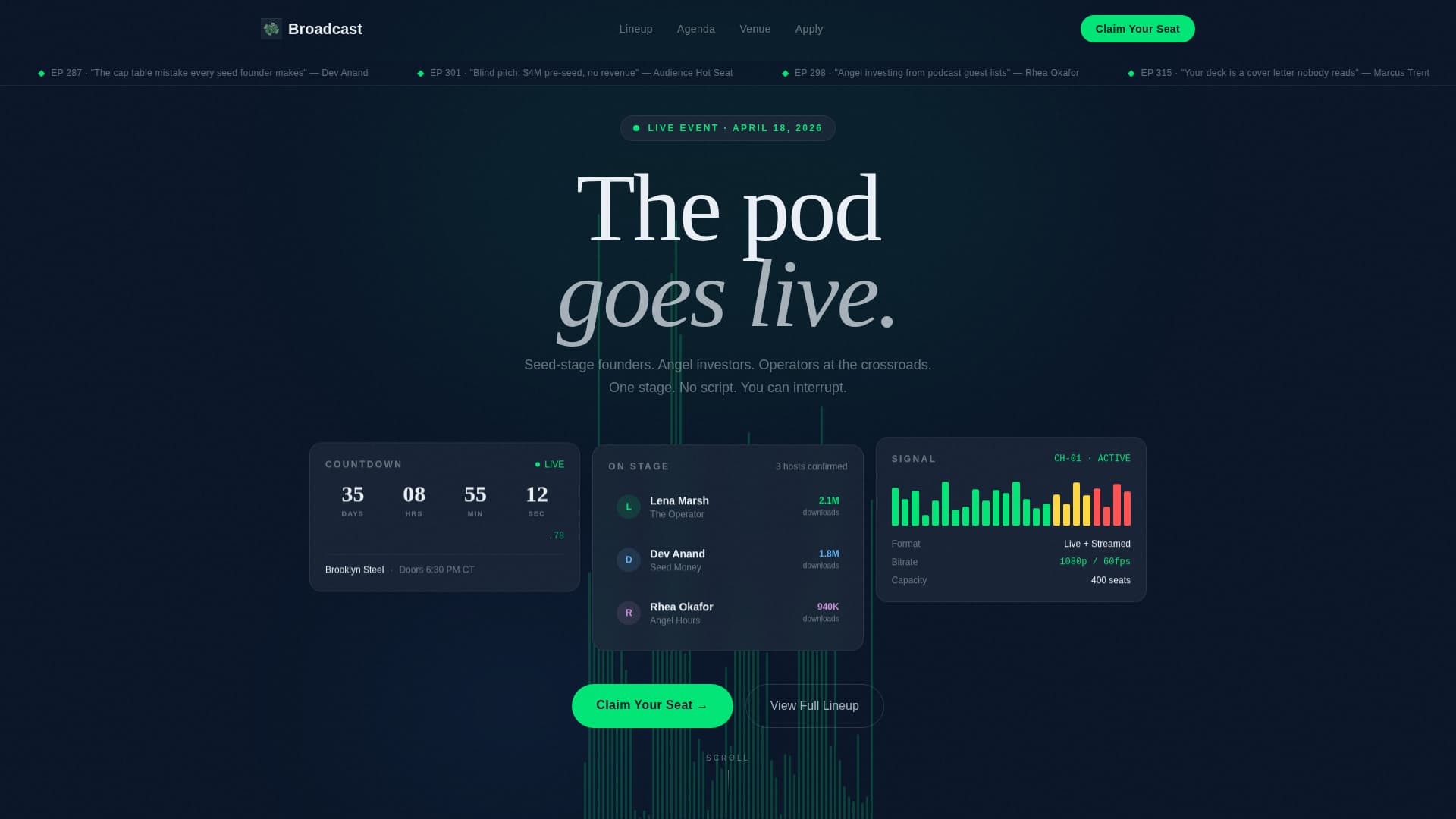 Broadcast - High Signal Podcast Landing Page Template