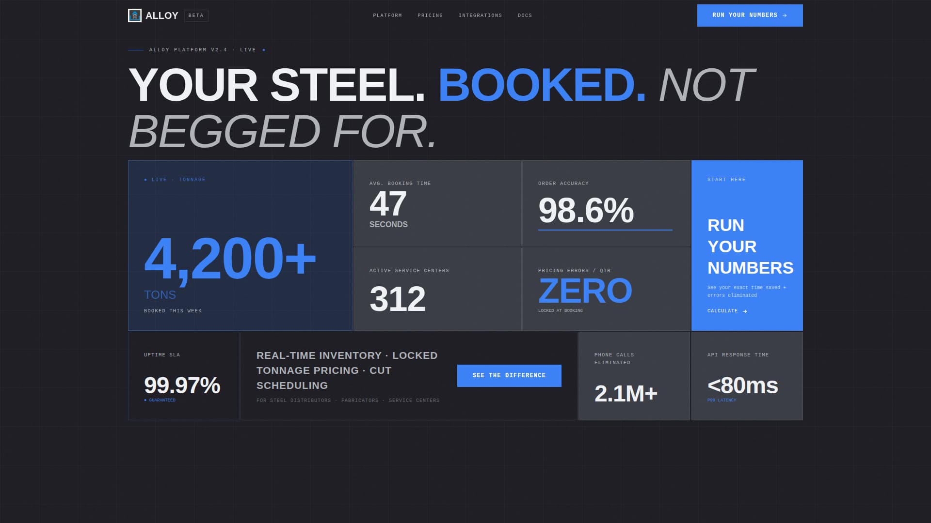 Steel Vertical SaaS Booking Website Template