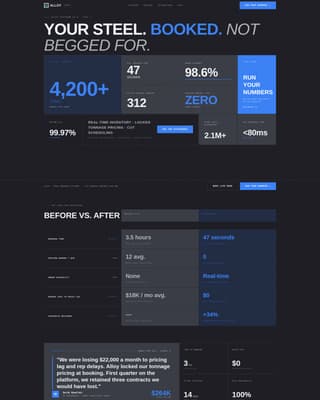 Steel Vertical SaaS Booking Website Template