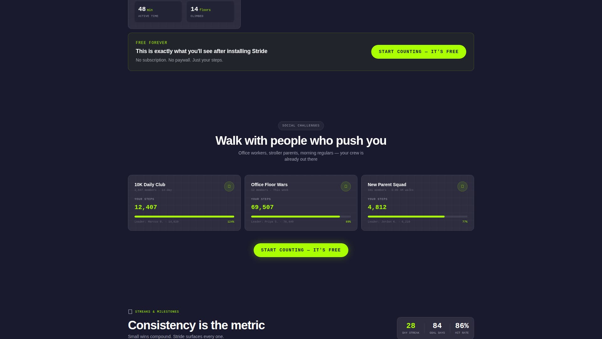 Stride - Dynamic Fitness Landing Page Template