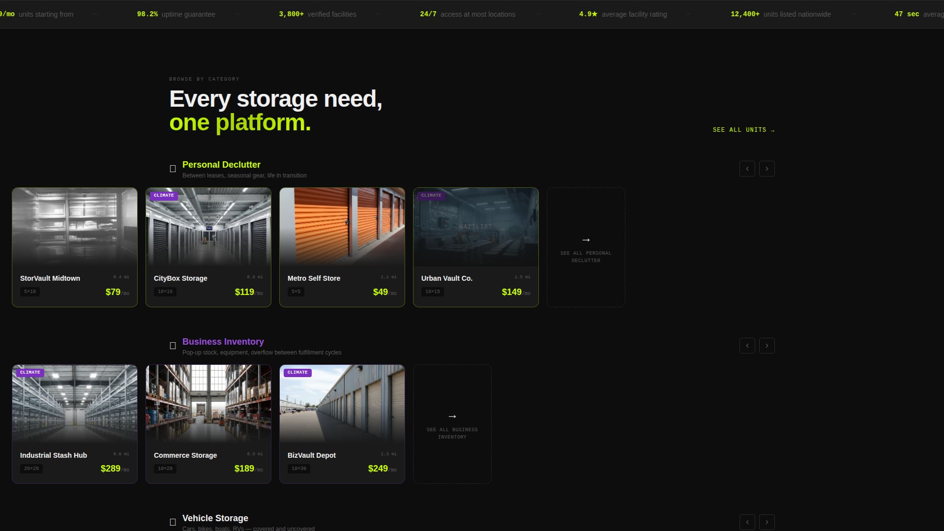 Stash - Dynamic Storage Landing Page Template