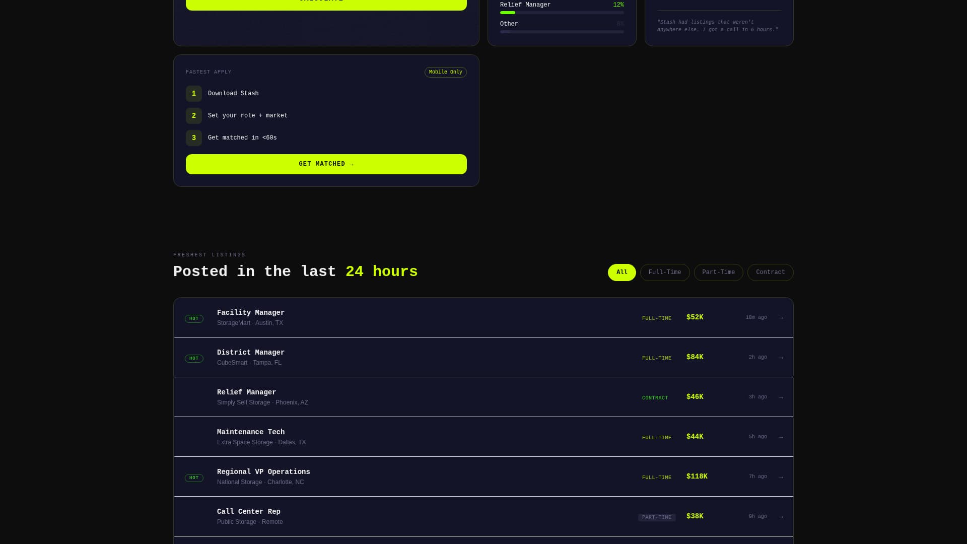 Stash - High-Velocity StorageJobs Landing Page Template