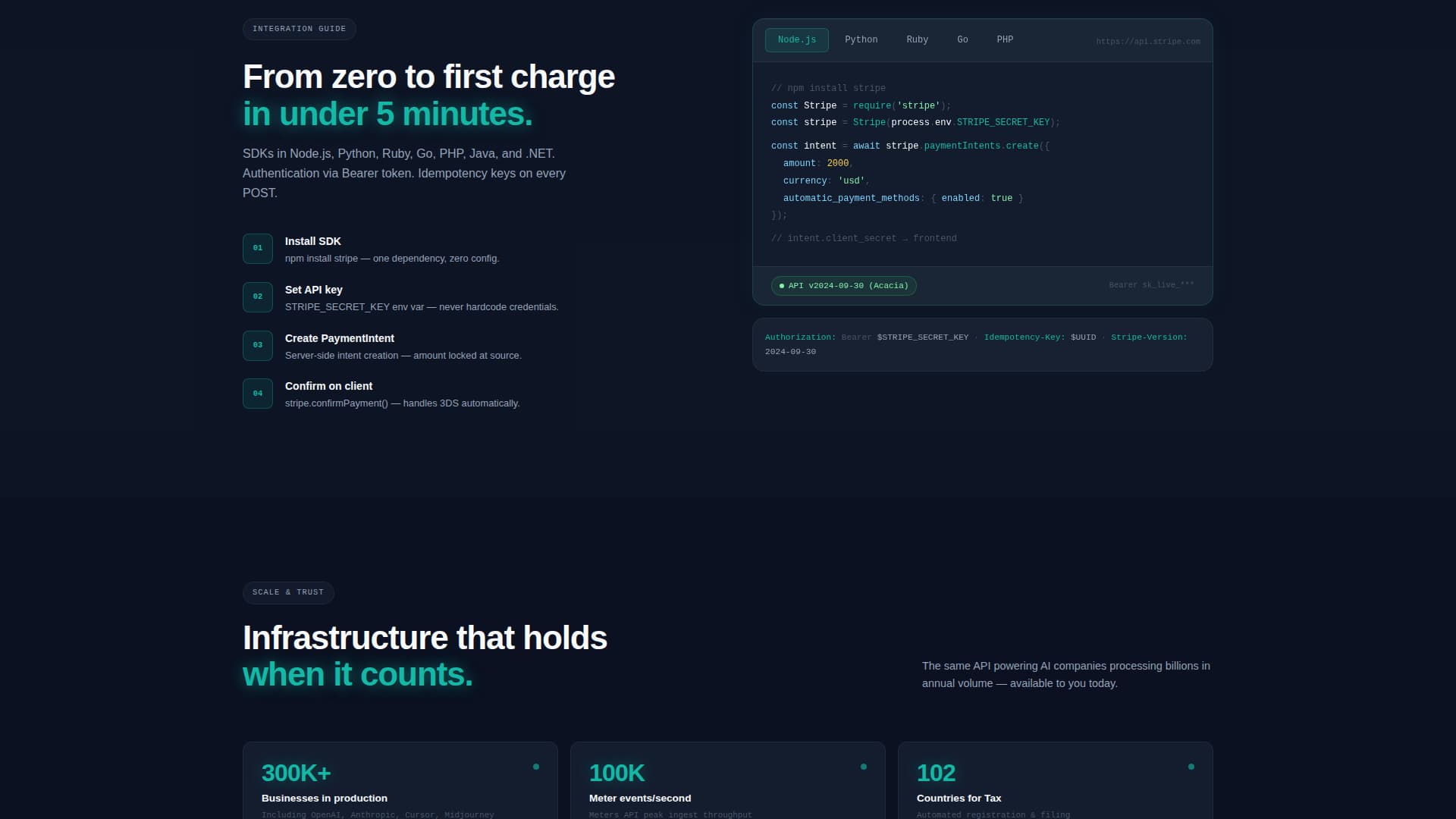 Stripe Documentation Professional Website Template