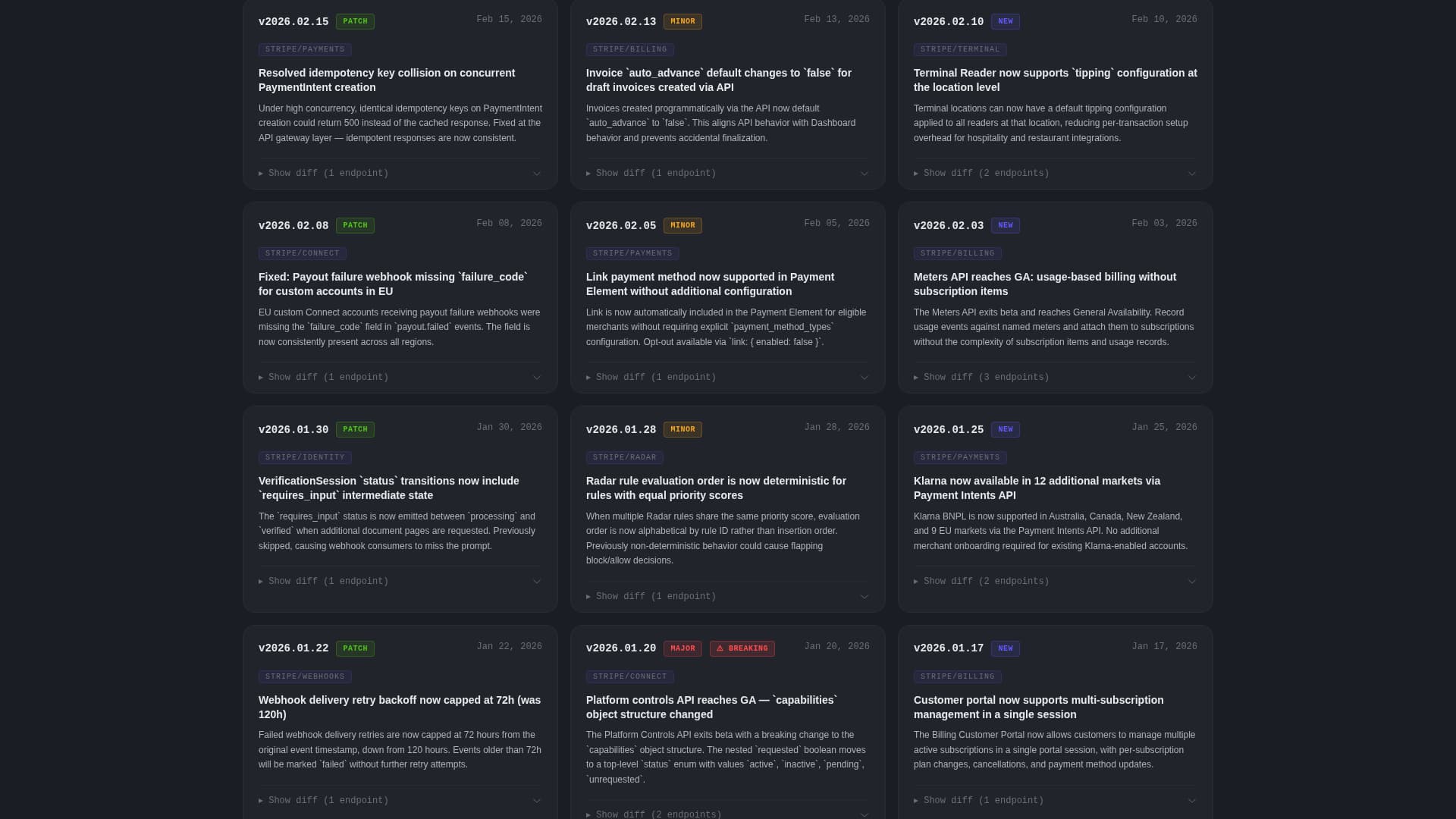 Stripe - High-Converting Changelog Landing Page Template