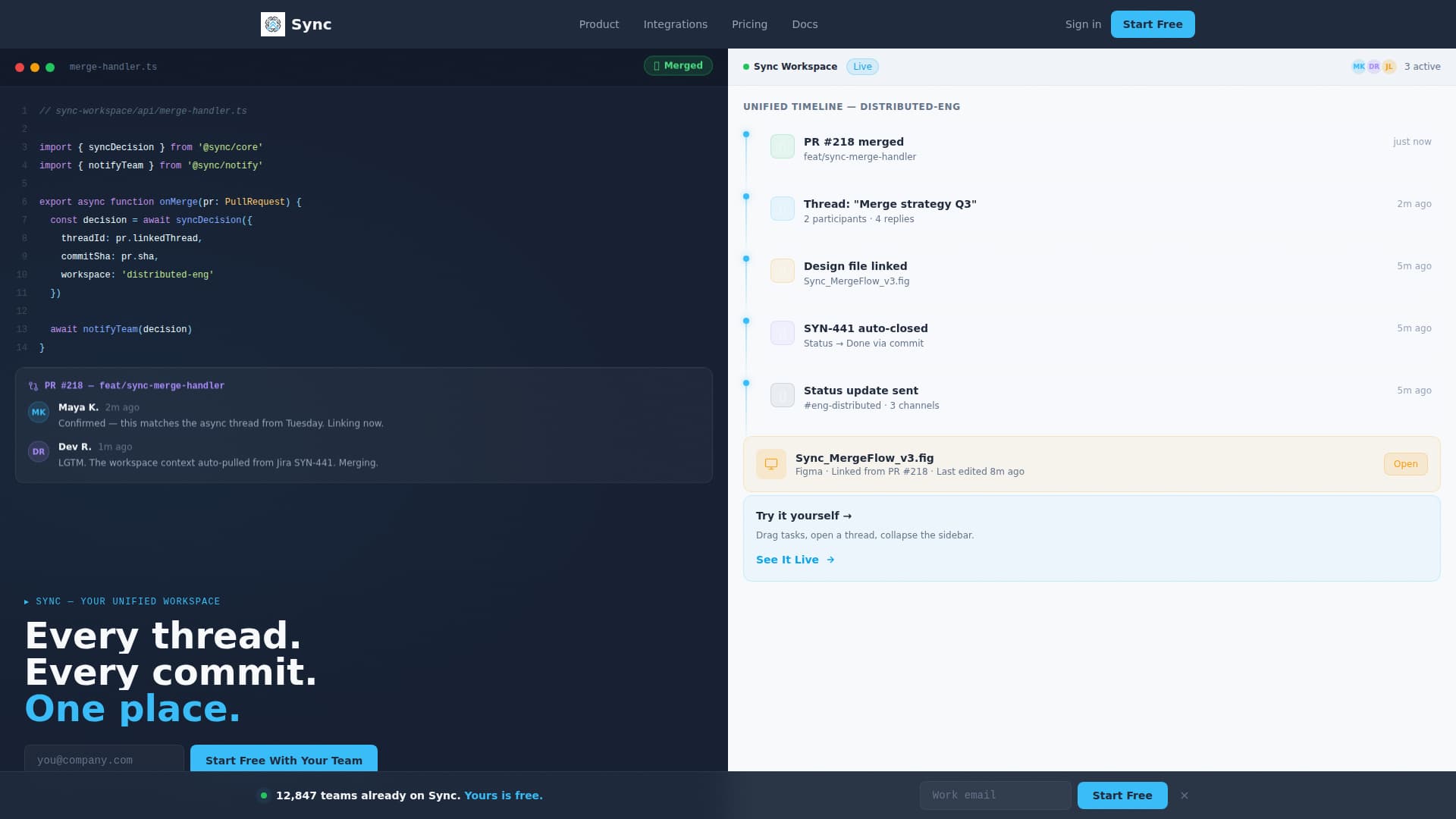 Sync - Unified Collaboration Landing Page Template