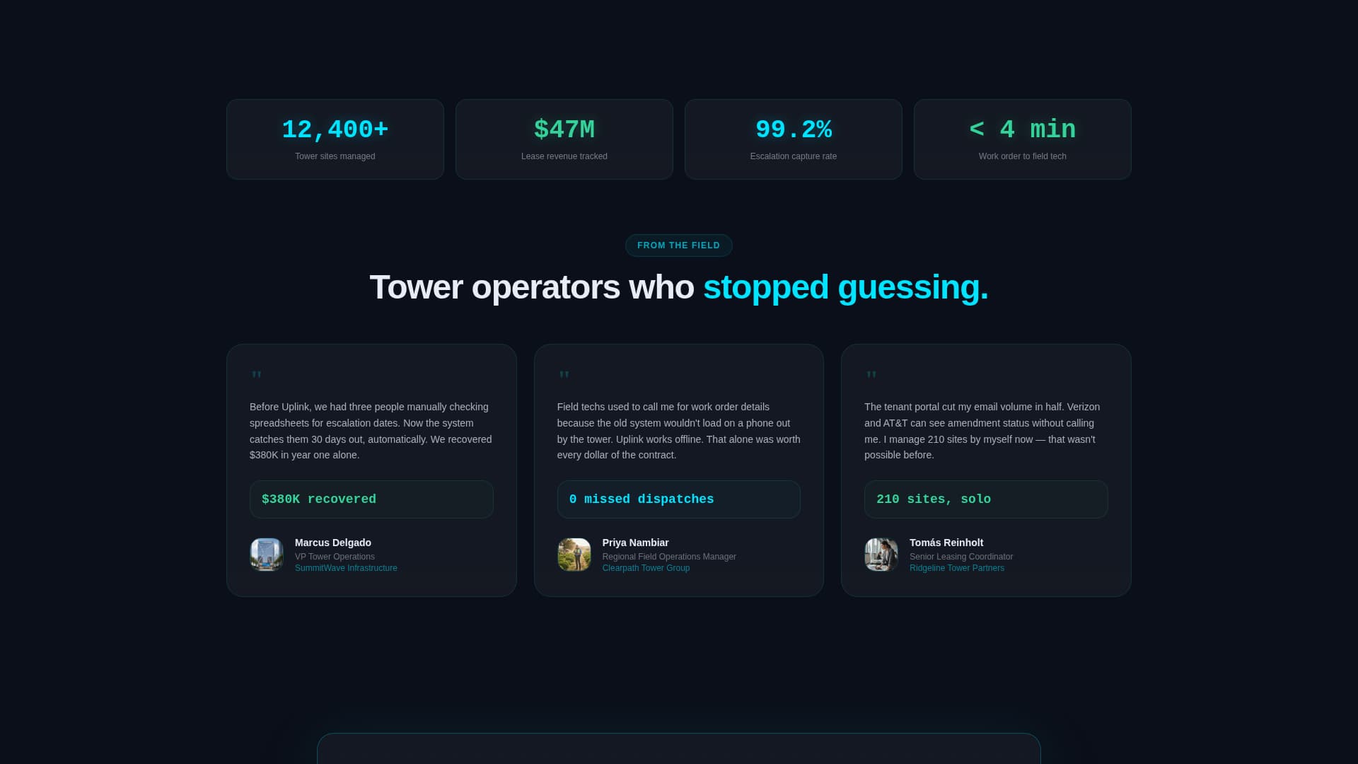 Uplink - Powerful TowerCRM Landing Page Template