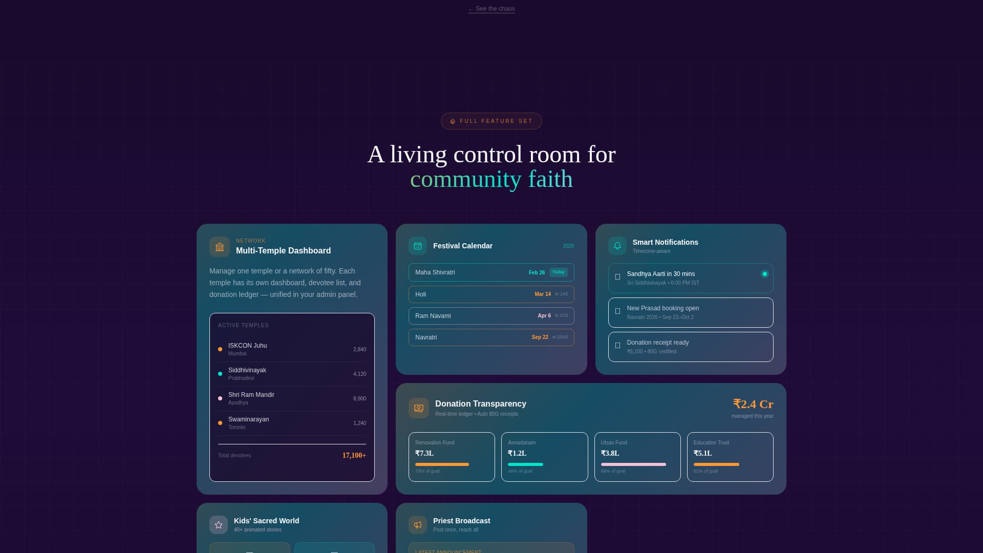 Mandir - Sacred Community Landing Page Template