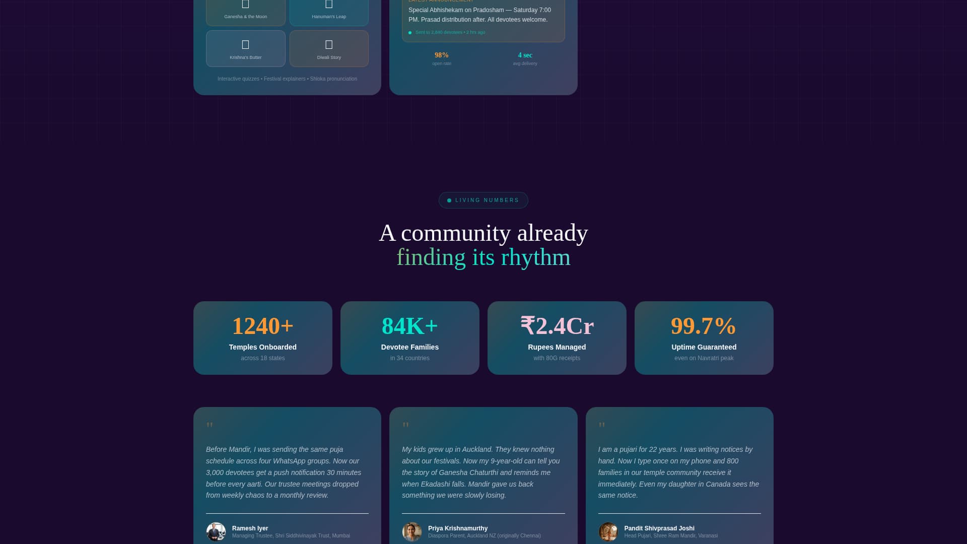 Mandir - Sacred Community Landing Page Template